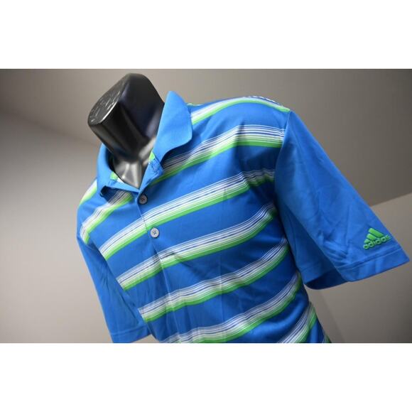 Adidas Golf Polo ClimaCool Striped Athletic Short Sleeve Golf Shirt Mens Large - Picture 1 of 8